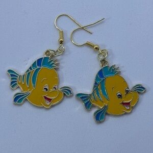 Disney inspired Flounder from The Little Mermaid drop dangle Earrings